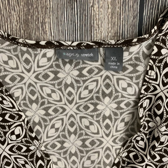 Apt 9 Brown Beige 3/4 Sleeve Wrap Dress XL - Picture 7 of 8